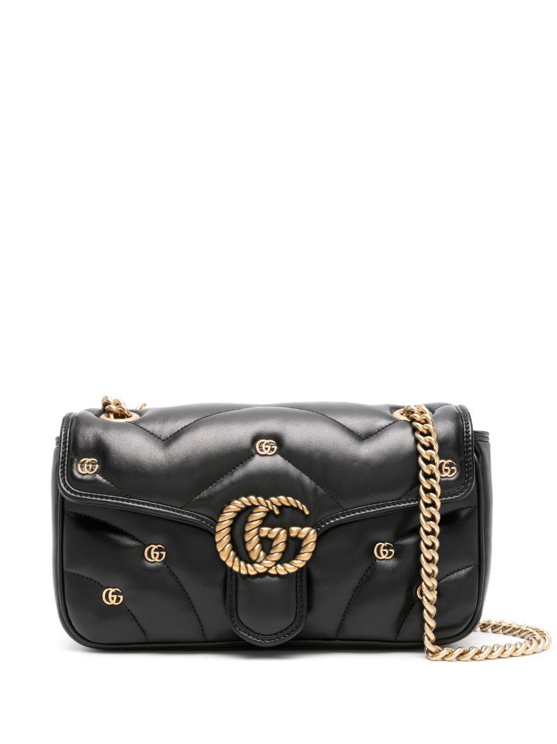 Black Gg Marmont Small Leather Shoulder Bag