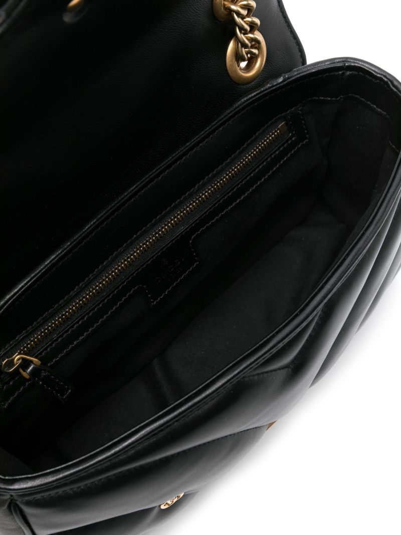 Black Gg Marmont Small Leather Shoulder Bag