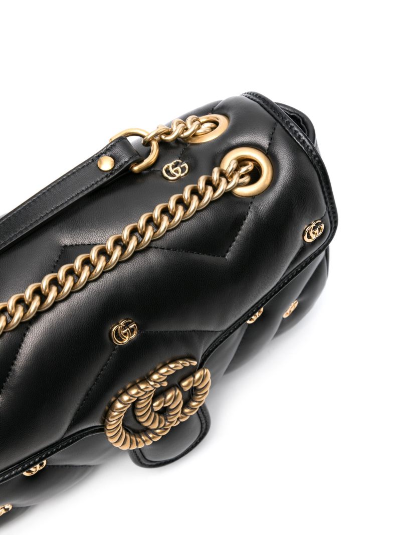 Black Gg Marmont Small Leather Shoulder Bag