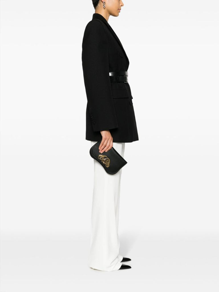 Black Mini the Seal Leather Clutch Bag