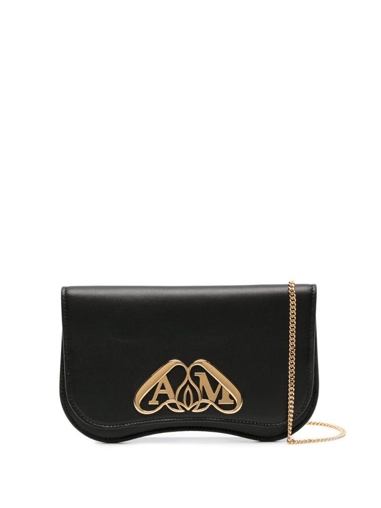Black Mini the Seal Leather Clutch Bag