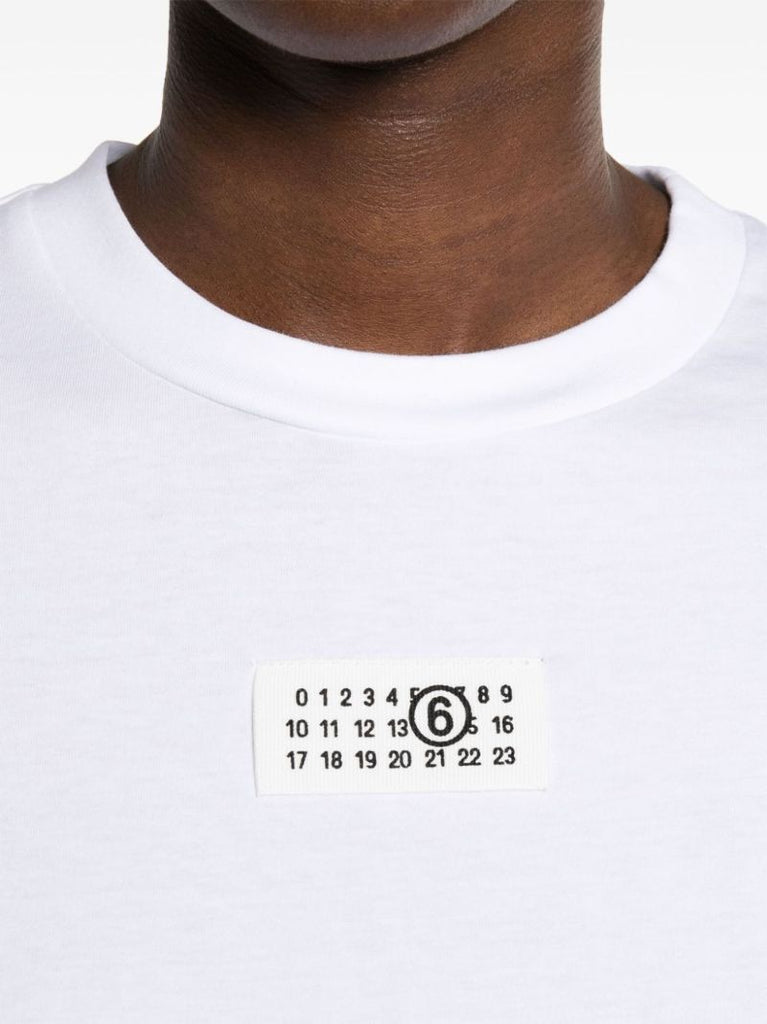 White Numbers-appliquÃ_x0083_Â© Cotton T-shirt
