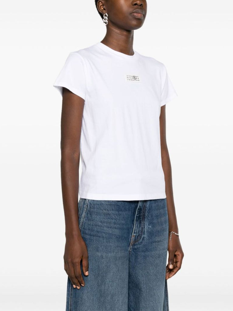 White Numbers-appliquÃ_x0083_Â© Cotton T-shirt