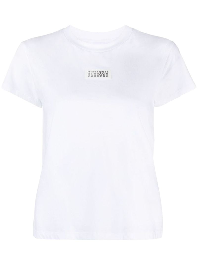 White Numbers-appliquÃ_x0083_Â© Cotton T-shirt