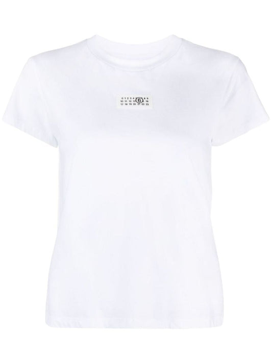 White Numbers-appliquÃ_x0083_Â© Cotton T-shirt