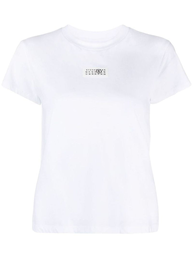 White Numbers-appliquÃ_x0083_Â© Cotton T-shirt