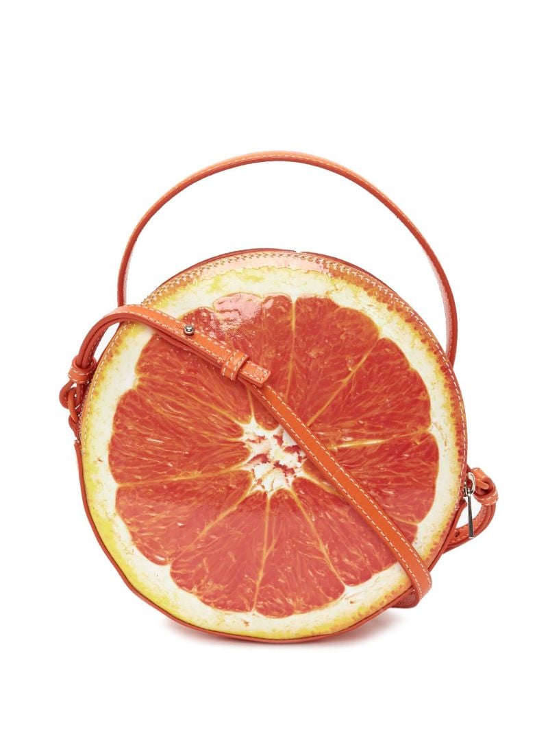 Orange Leather Tote Bag