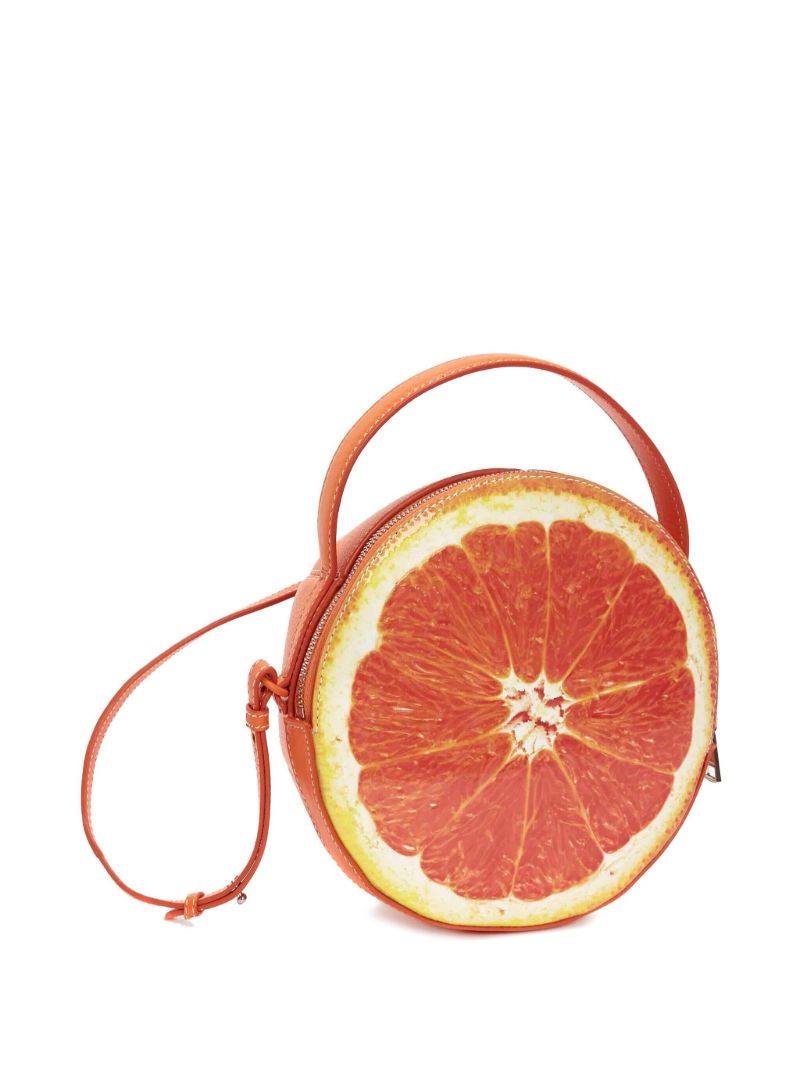 Orange Leather Tote Bag