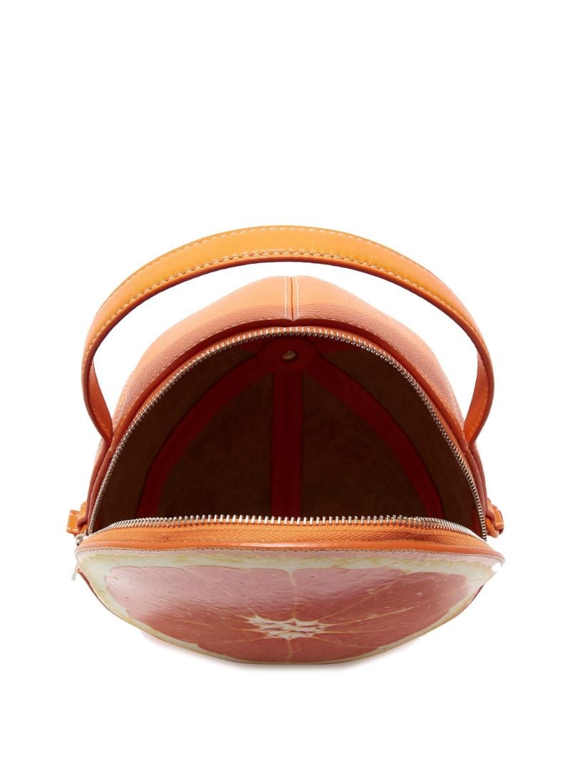Orange Leather Tote Bag