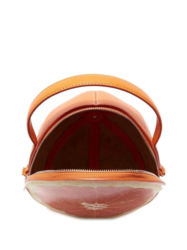 Orange Leather Tote Bag