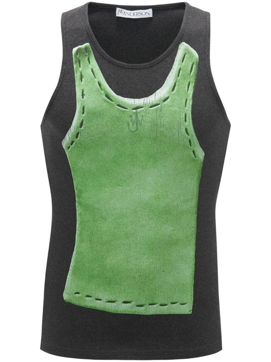 Grey Clay Trompe L'oeil Tank Top