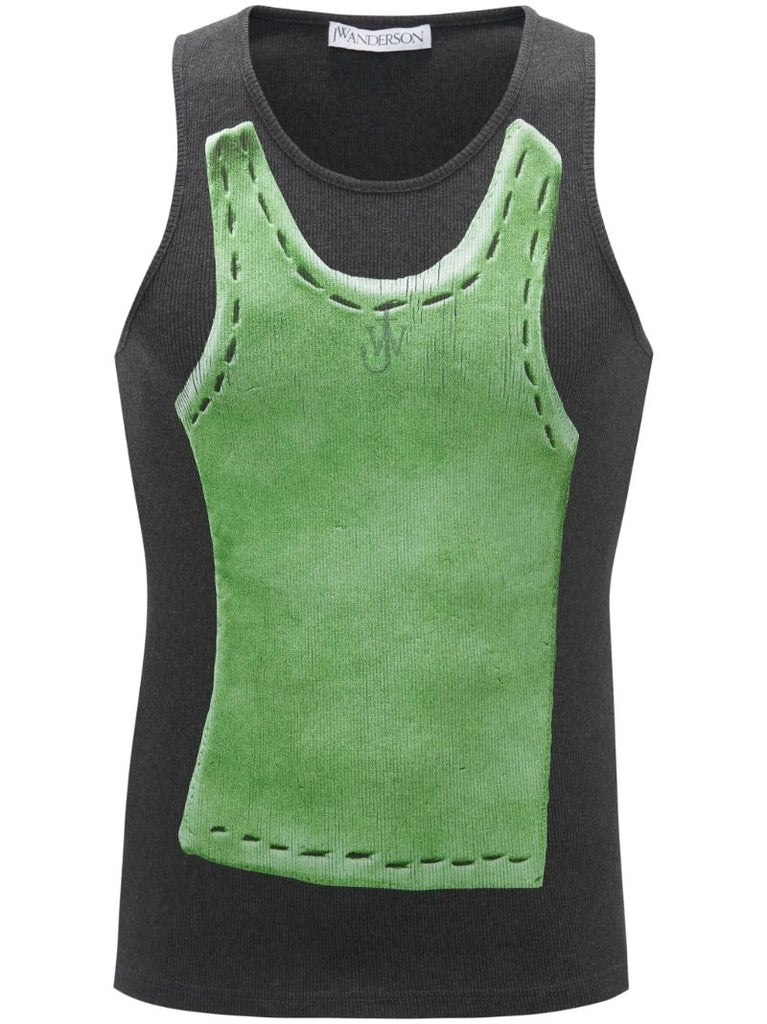 Grey Clay Trompe L'oeil Tank Top