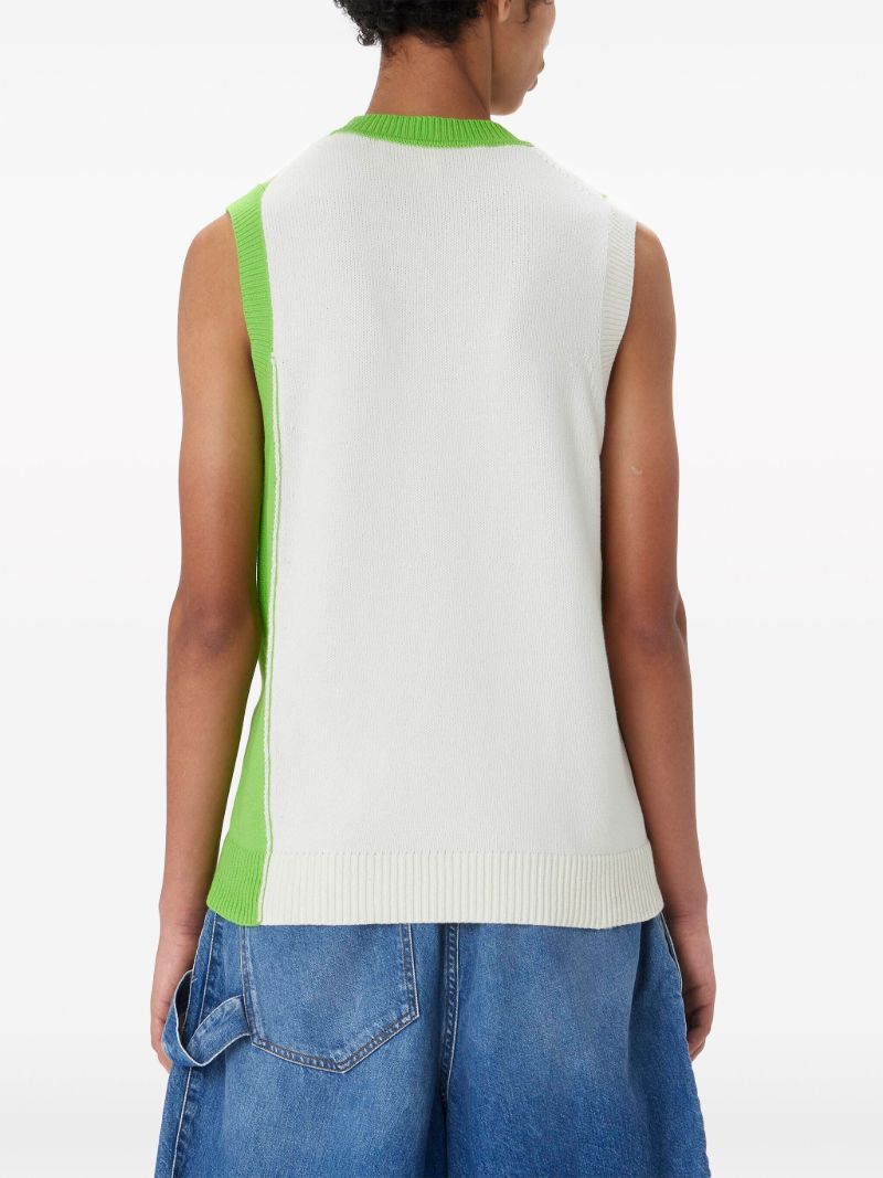 Green Panelled Knitted Vest