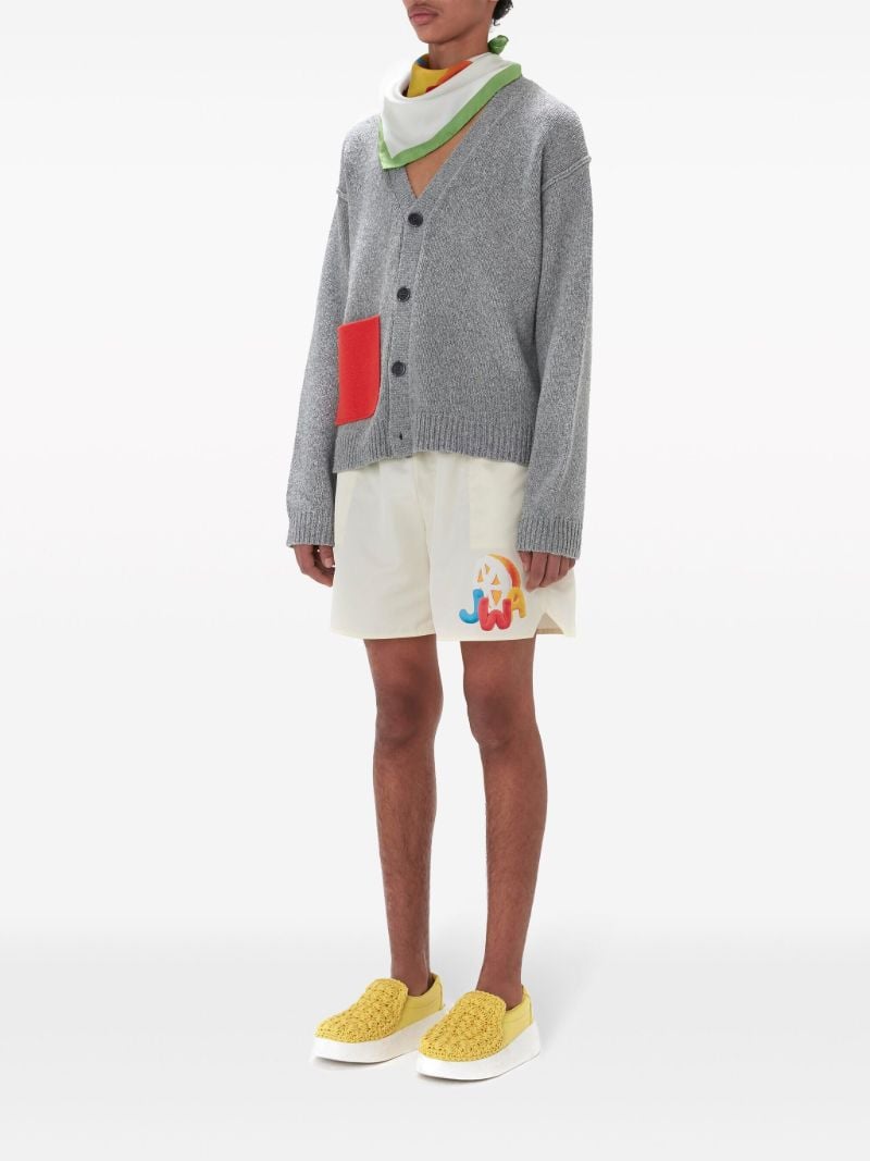 Grey Contrast Pocket V-neck Cardigan