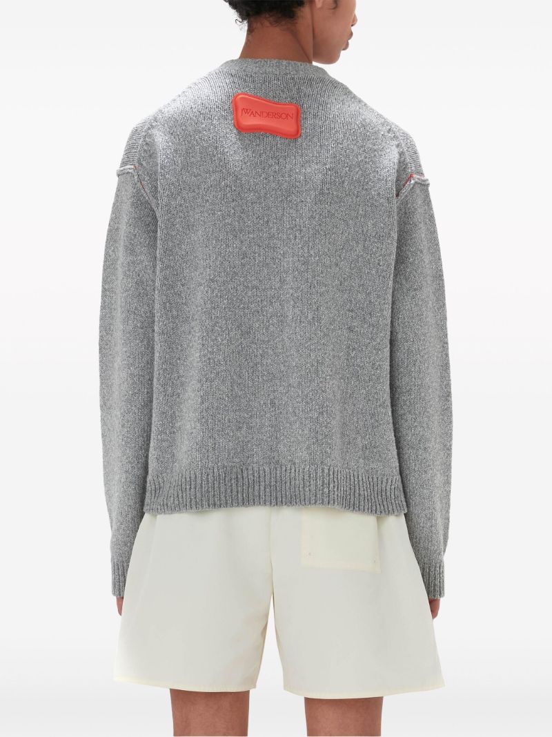 Grey Contrast Pocket V-neck Cardigan