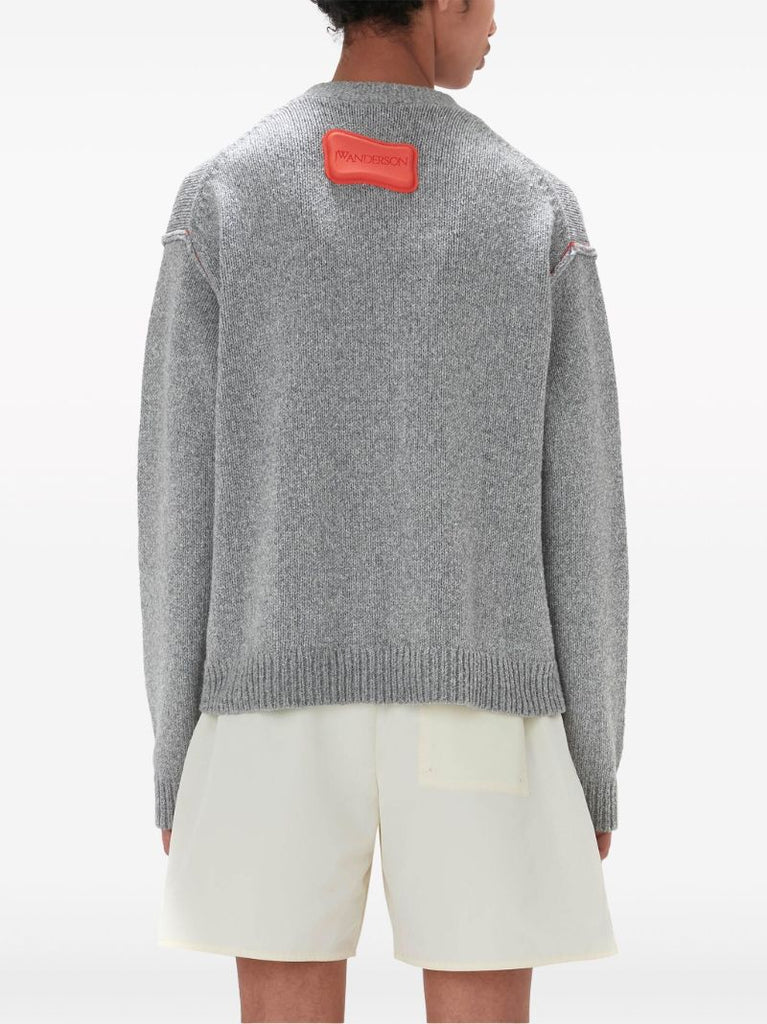 Grey Contrast Pocket V-neck Cardigan