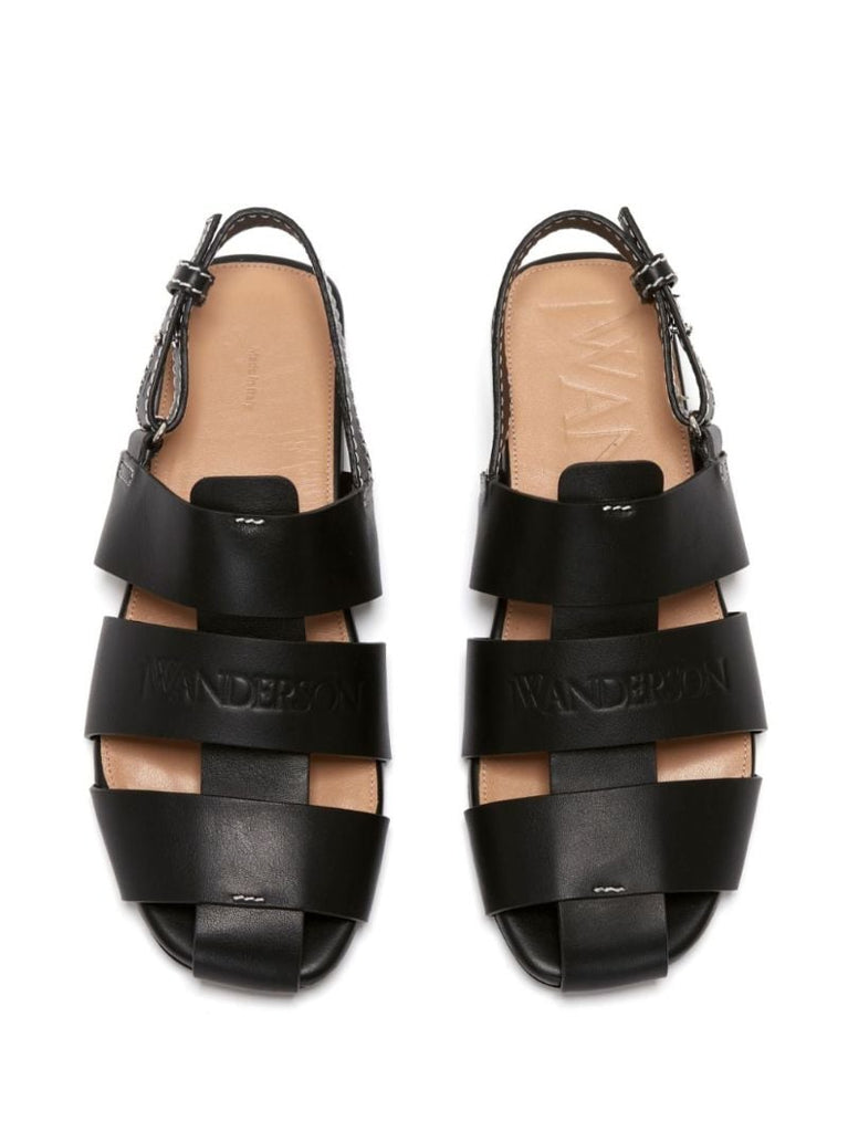 Black Fisherman Leather Sandals