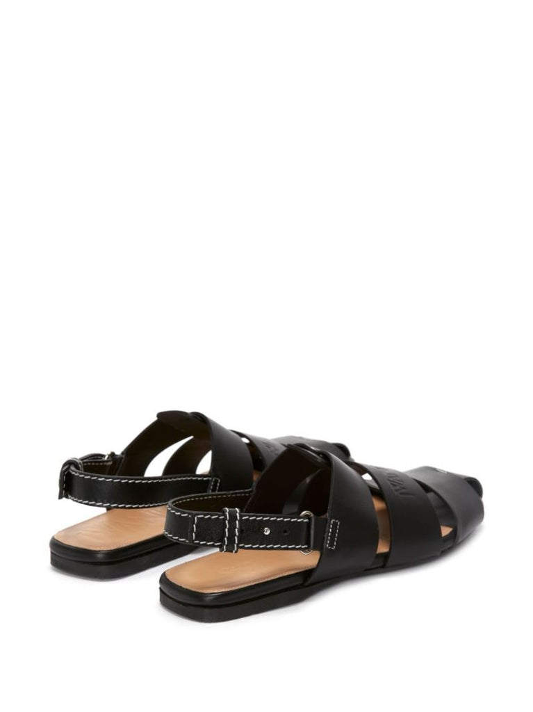 Black Fisherman Leather Sandals