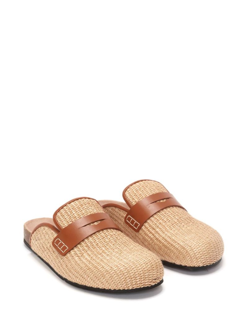 Neutral Penny-slot Raffia Mules