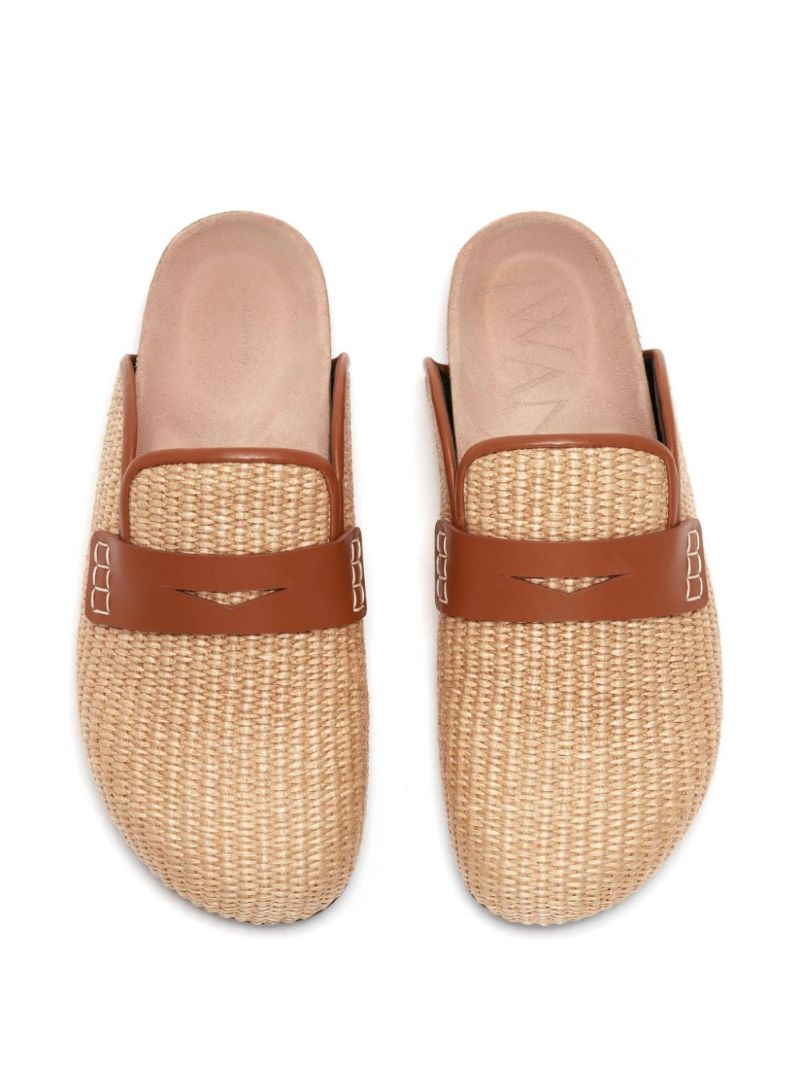Neutral Penny-slot Raffia Mules