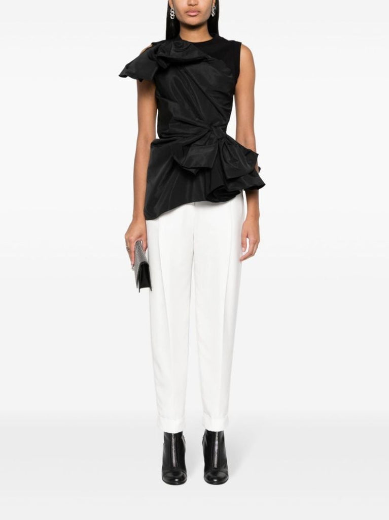 Black Bow Detail Asymmetric Top