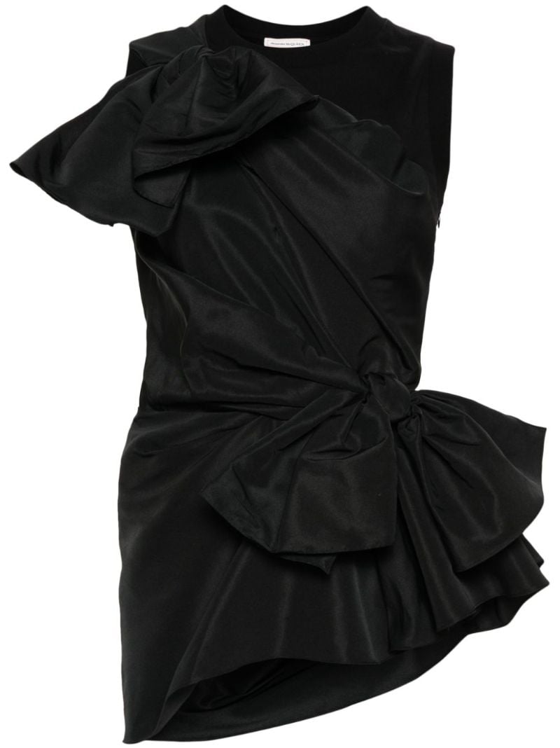 Black Bow Detail Asymmetric Top
