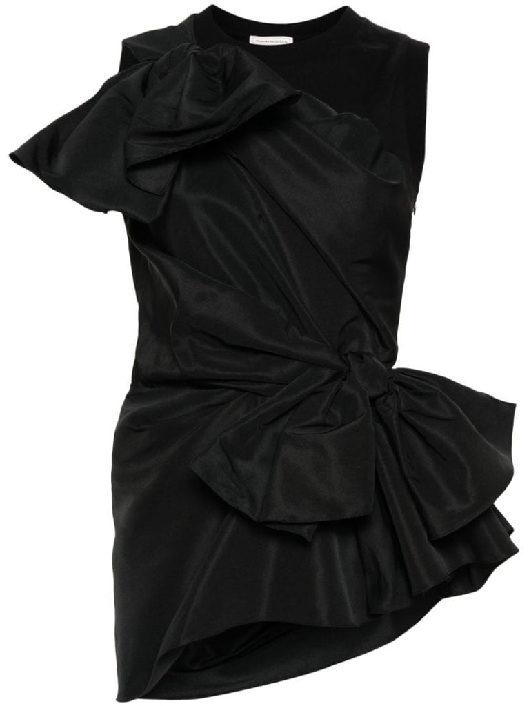Black Bow Detail Asymmetric Top