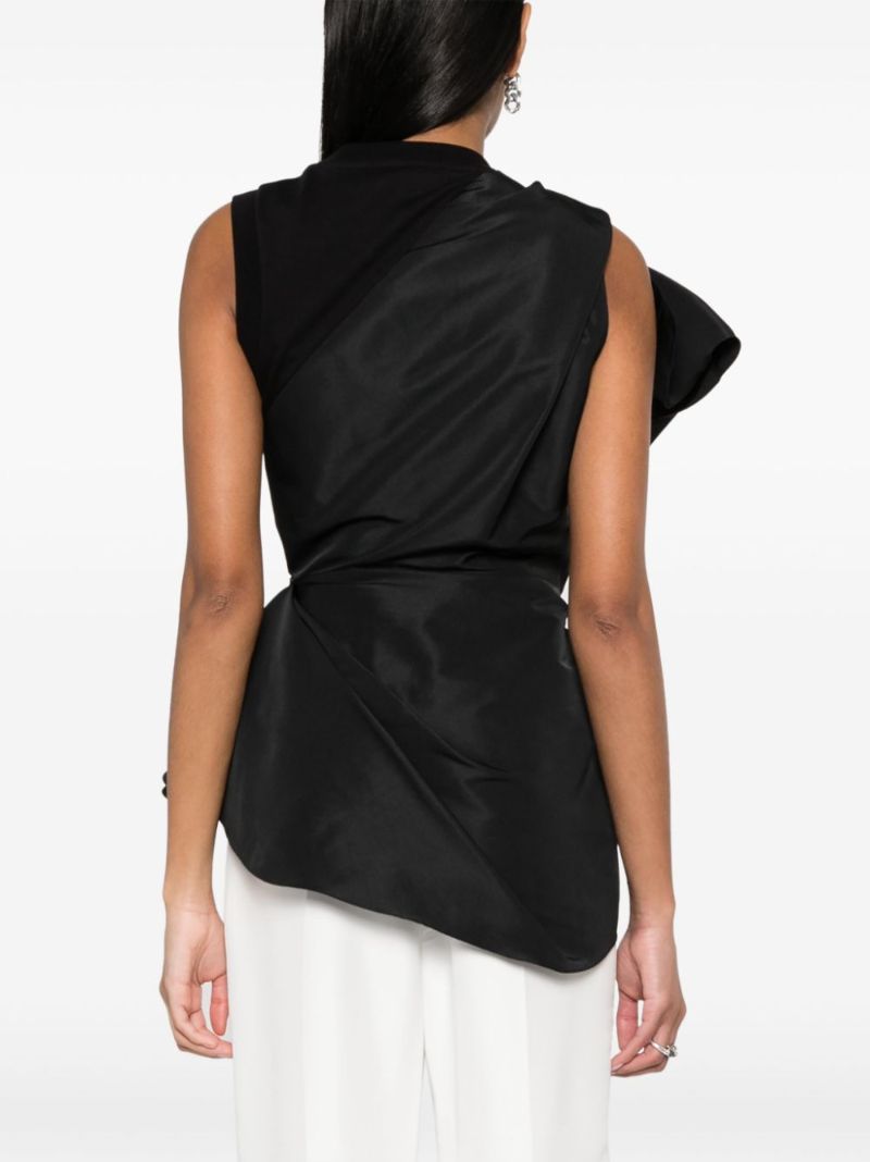 Black Bow Detail Asymmetric Top