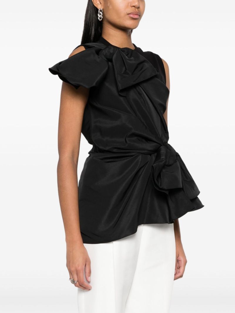 Black Bow Detail Asymmetric Top