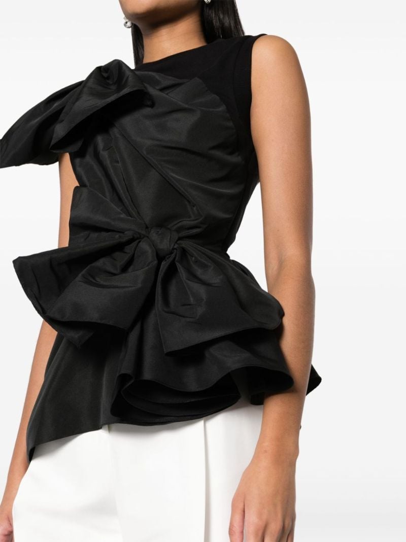 Black Bow Detail Asymmetric Top