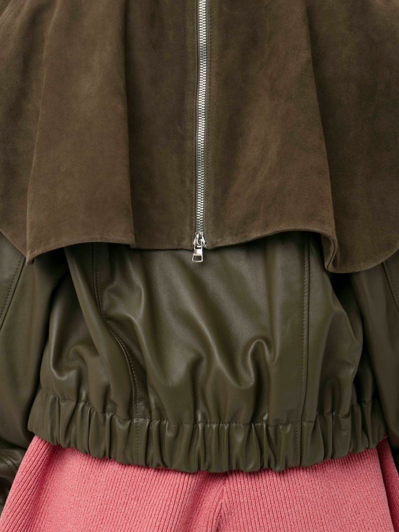 Brown Oversized-collar Bomber Jacket