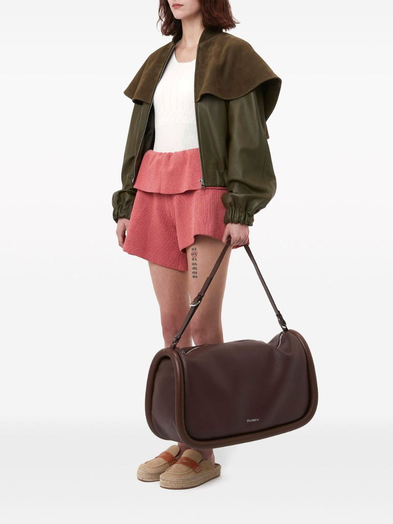 Brown Oversized-collar Bomber Jacket