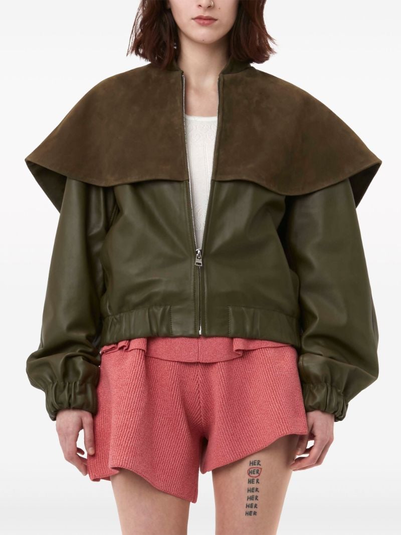 Brown Oversized-collar Bomber Jacket