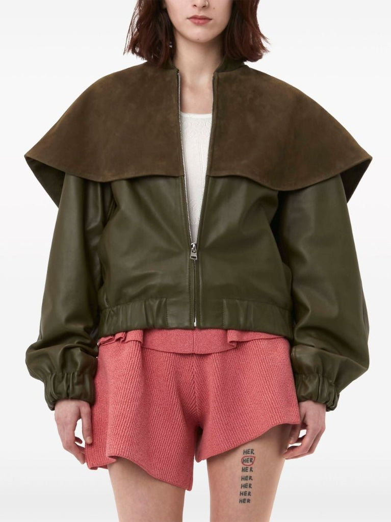Brown Oversized-collar Bomber Jacket