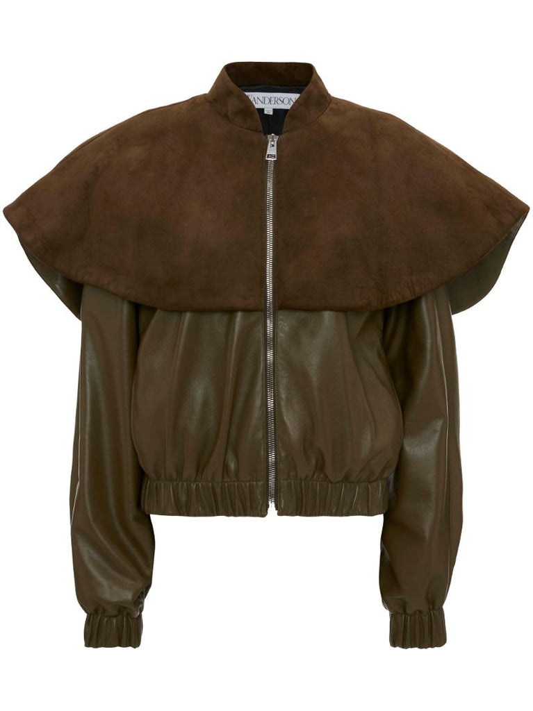 Brown Oversized-collar Bomber Jacket