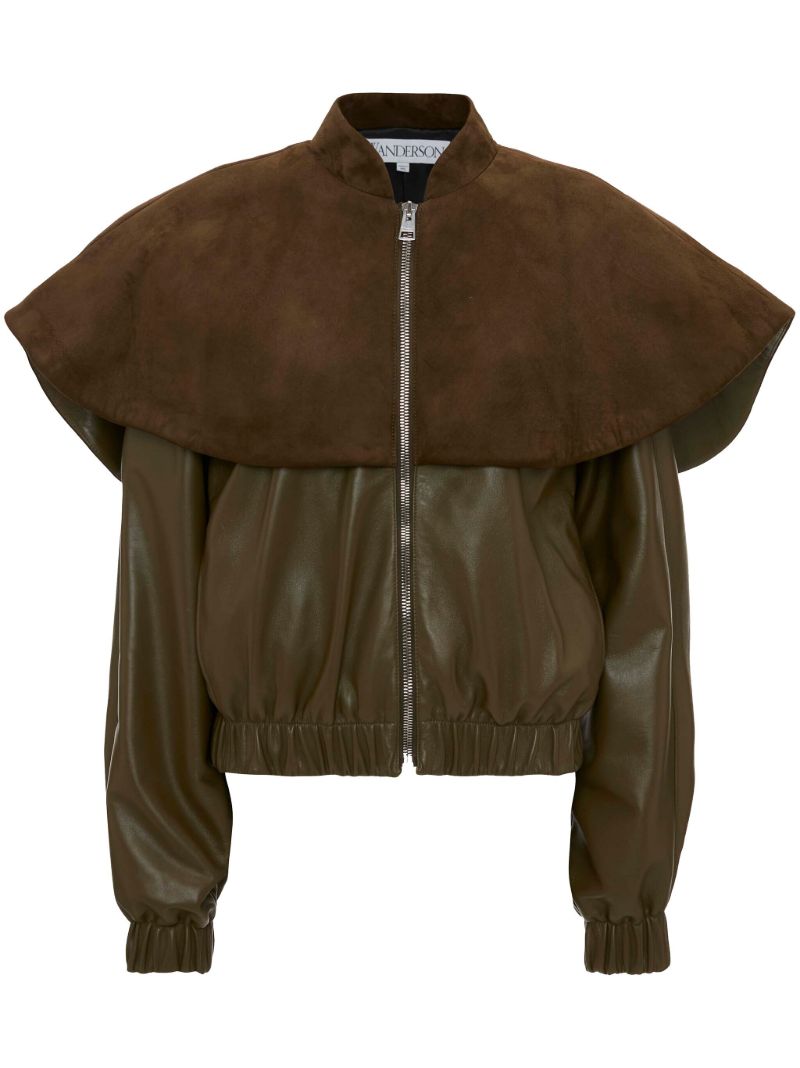 Brown Oversized-collar Bomber Jacket