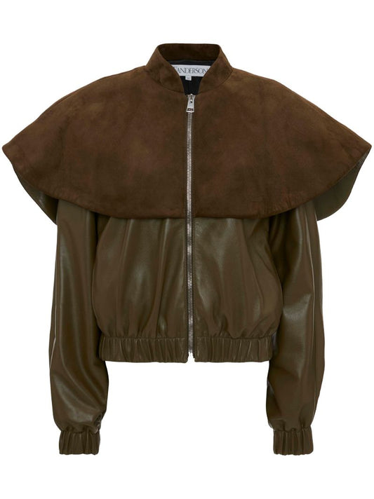Brown Oversized-collar Bomber Jacket