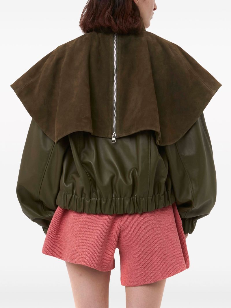 Brown Oversized-collar Bomber Jacket