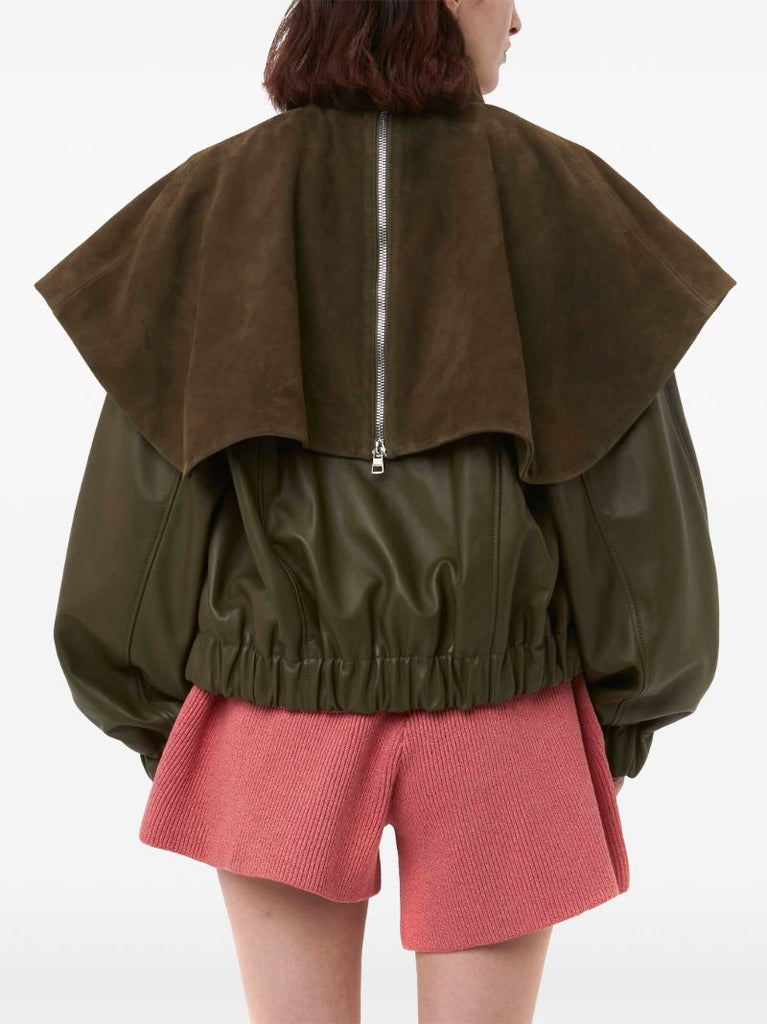 Brown Oversized-collar Bomber Jacket