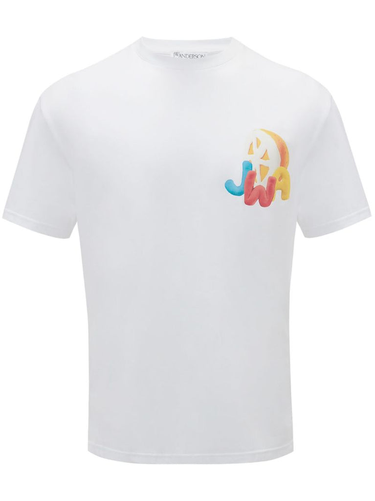 White Orange Print Cotton T-shirt