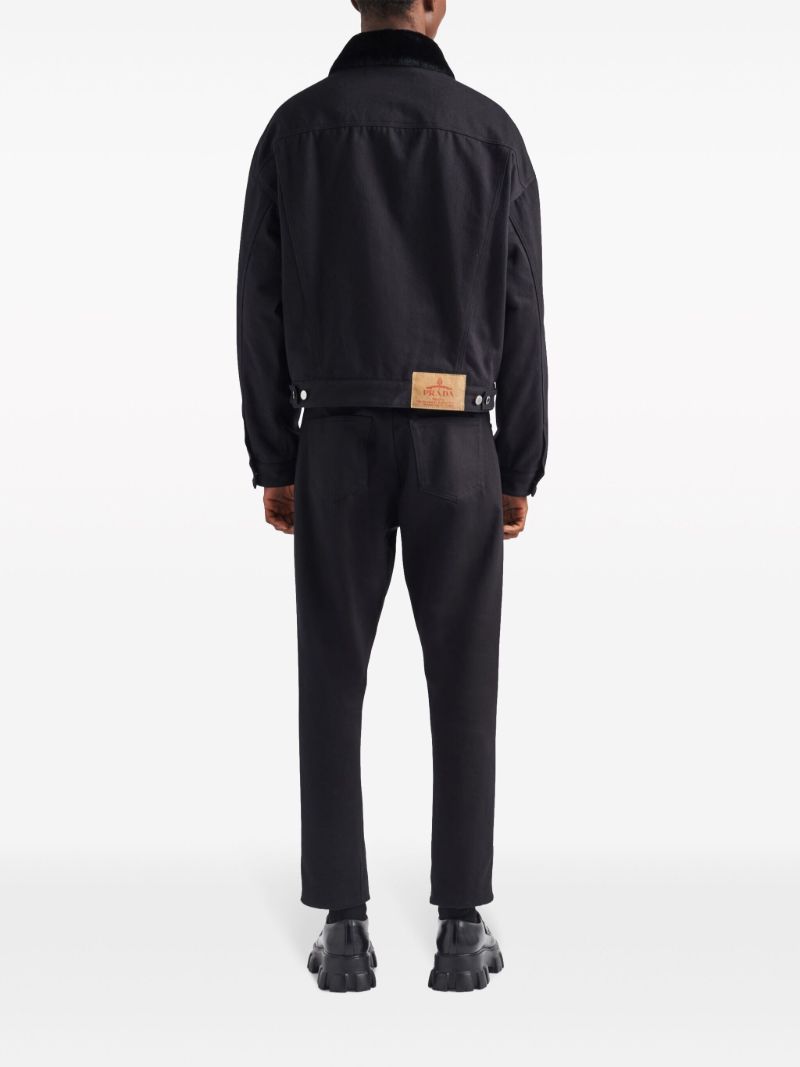 Black Shearling-collar Denim Jacket
