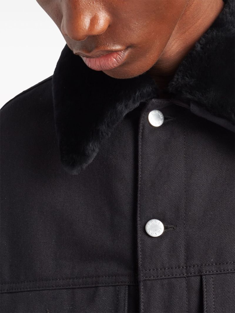 Black Shearling-collar Denim Jacket