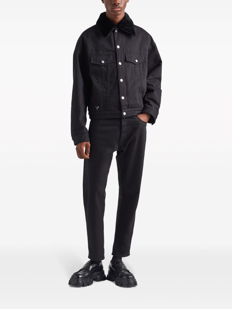 Black Shearling-collar Denim Jacket