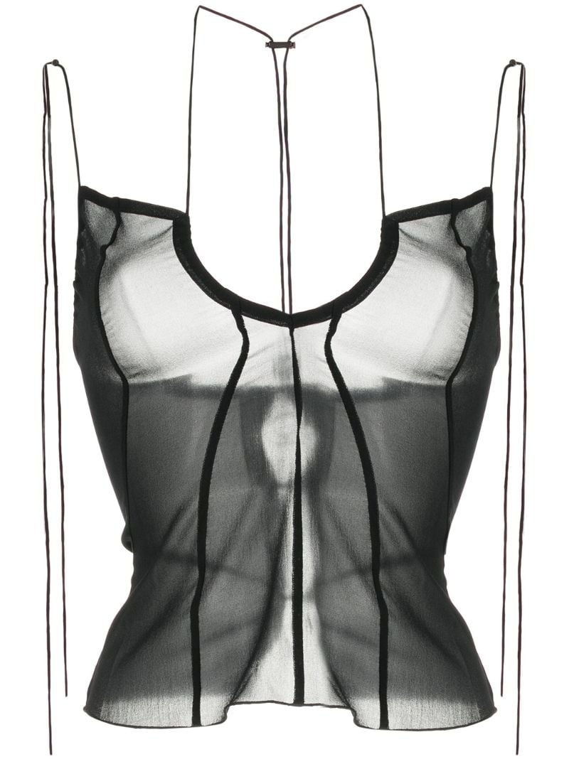Black U-neck Silk Top