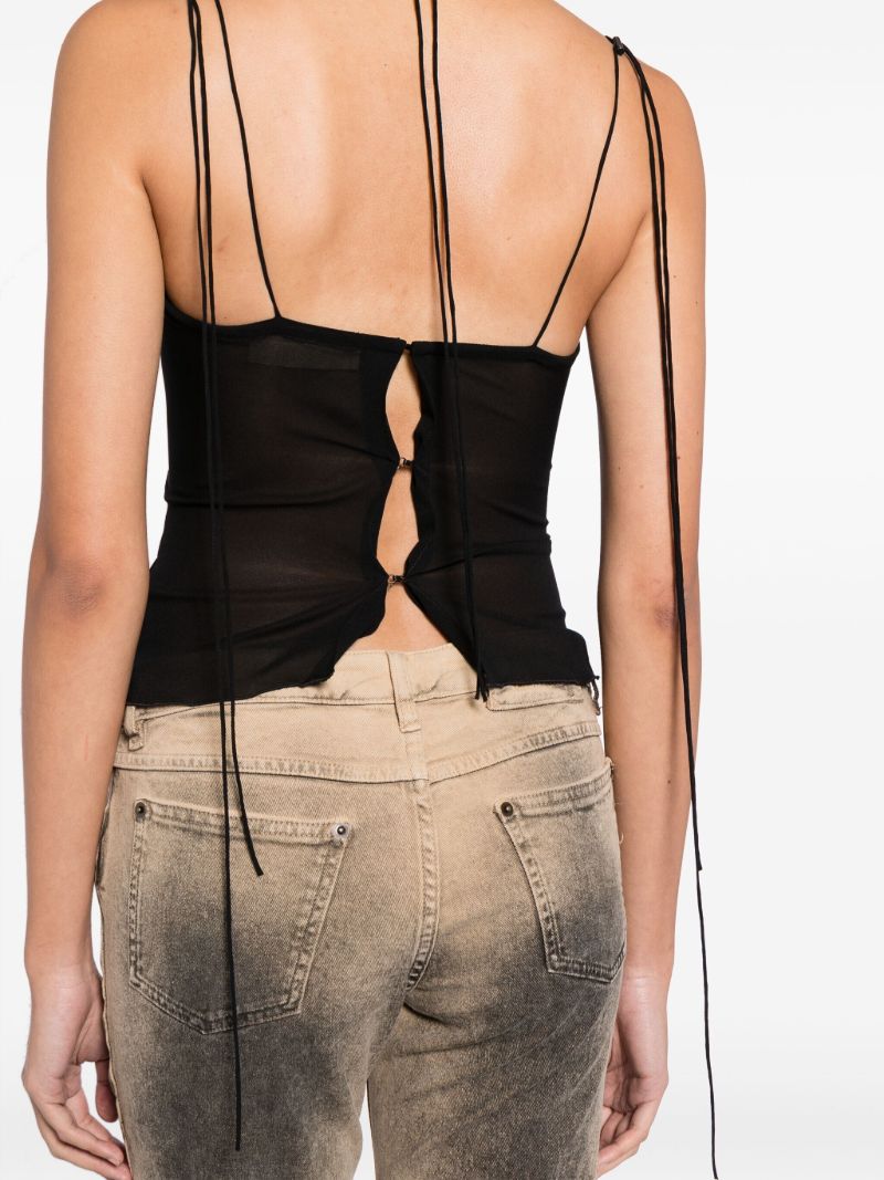 Black U-neck Silk Top