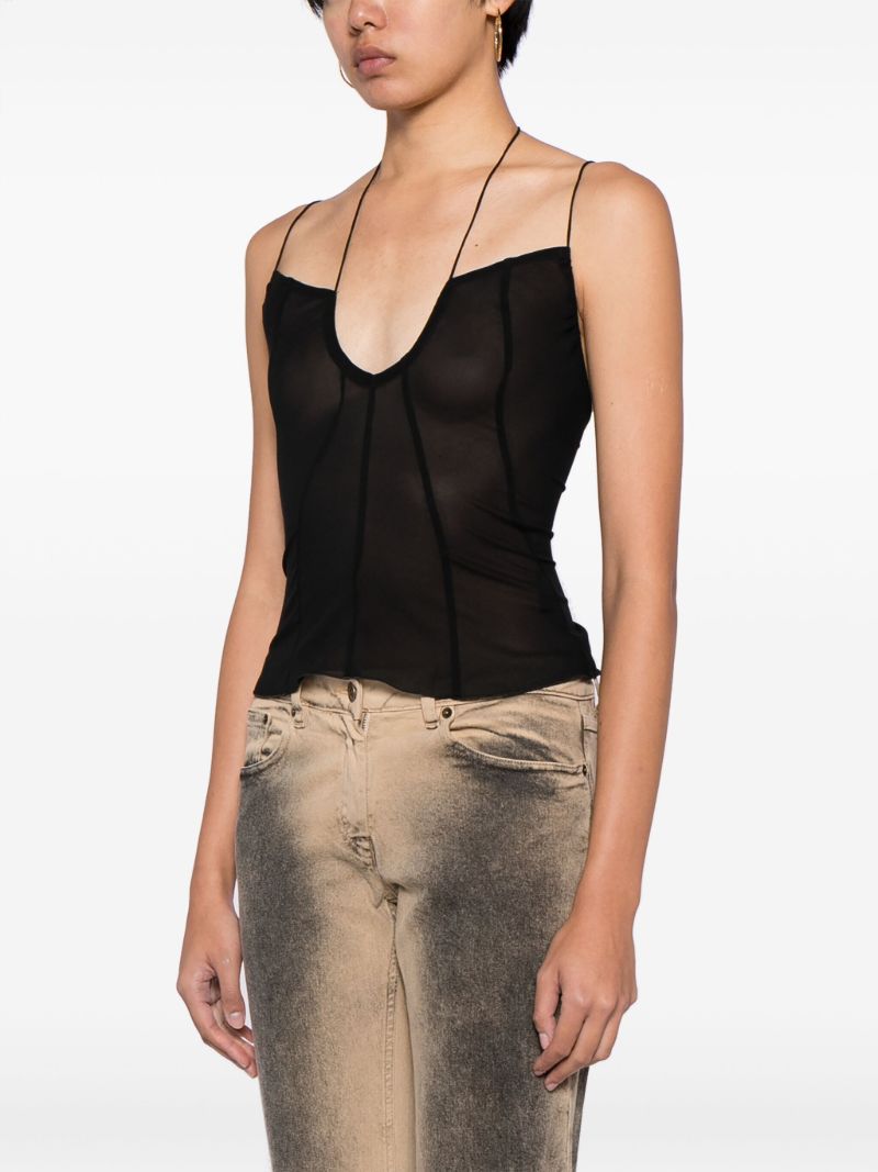 Black U-neck Silk Top