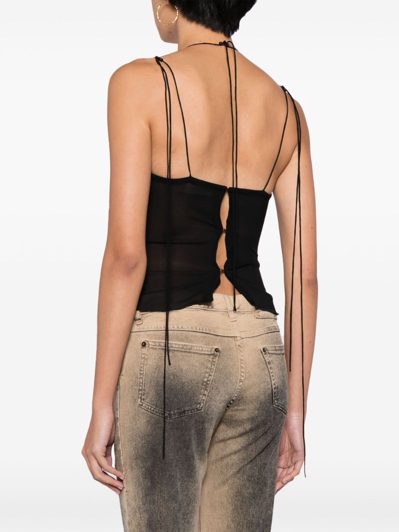 Black U-neck Silk Top