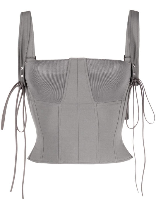 Grey Lace-up Bustier Top