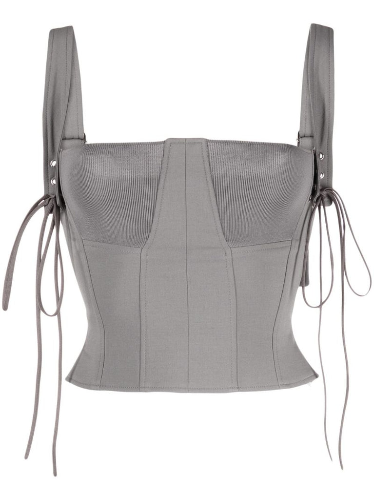 Grey Lace-up Bustier Top