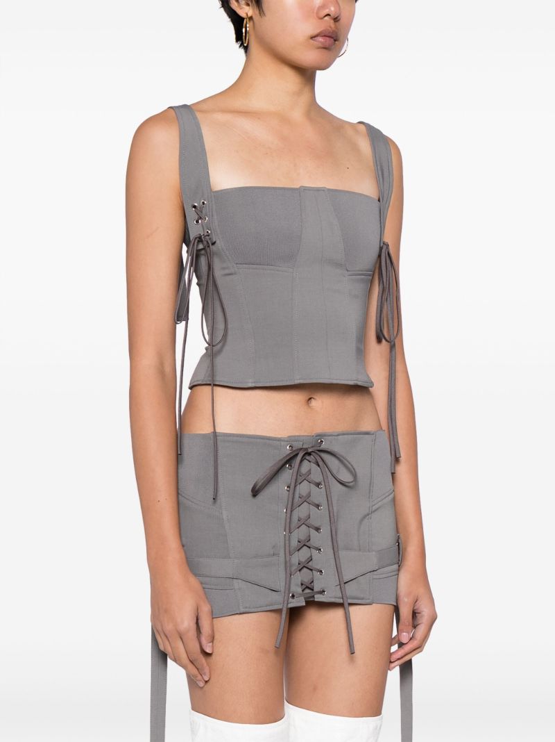 Grey Lace-up Bustier Top